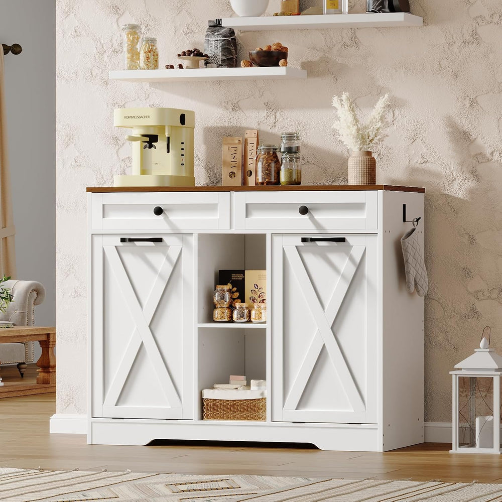 HOOBRO Double Tilt Out Laundry Hamper Cabinet, 23 Gallon Farmhouse Trash Can ...