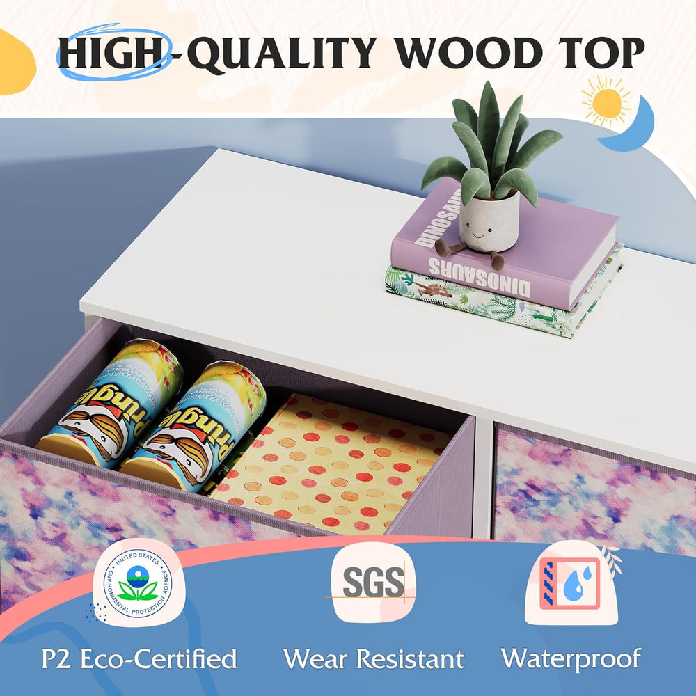 WLIVE 8 Drawer Fabric Dresser for Bedroom, Tall Storage Tower, Tie-dye