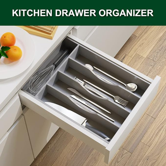 Bellsal Grey Utensil Organizer 10 Inch Silverware Tray - Image 2