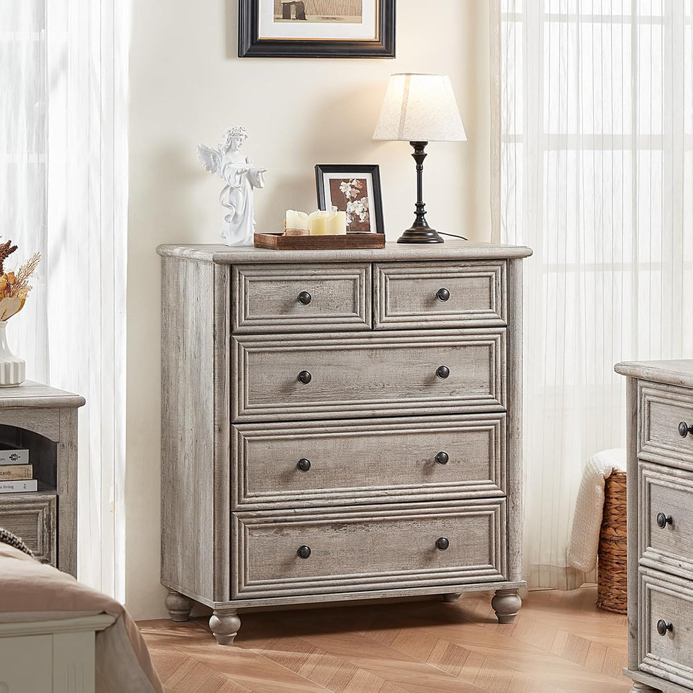 RWYHG Farmhouse 5 Drawer Dresser for Bedroom, 35.5" Small Dressers