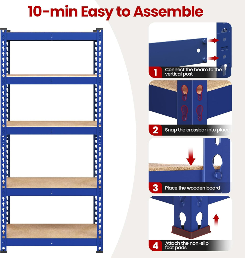 Yaheetech 5-Tier Heavy Duty Storage Shelves 28" W x 12" D x 60"...