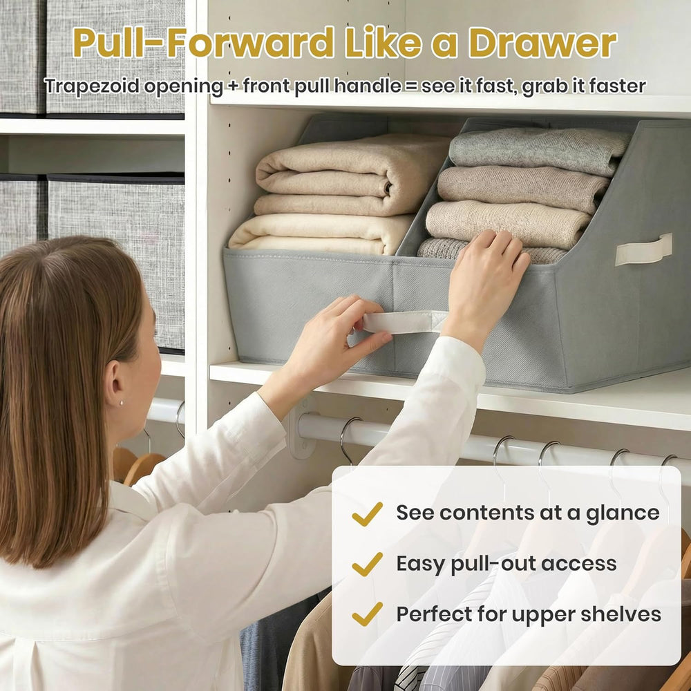 Closet Organizers Storage, Medium Collapsible Bin 6pc, Dark Gray