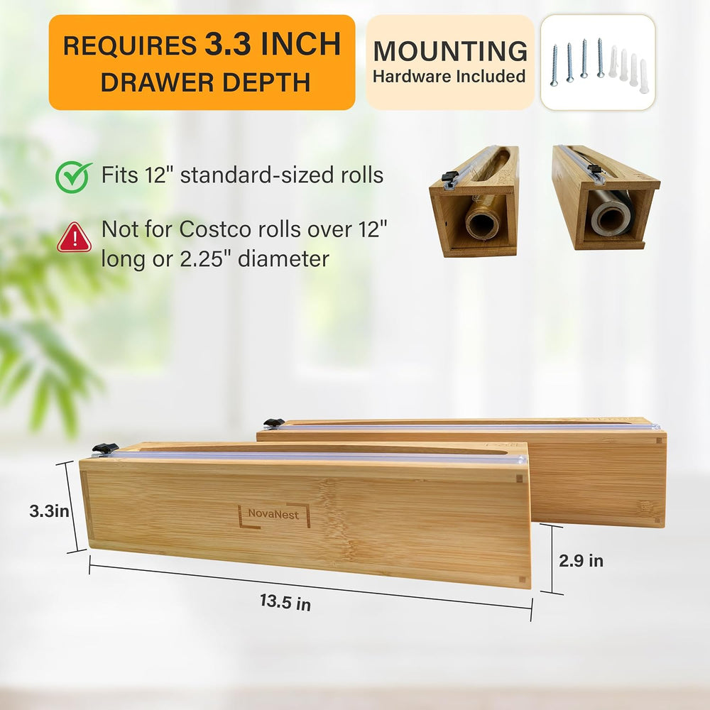 Wrap Organizer Dispenser with Cutter, (2 Piece Set), Fits 12" Rolls, Pla...