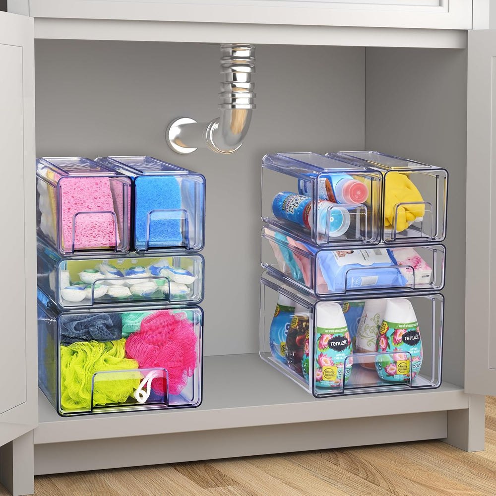 Sorbus Clear Stackable Storage Drawers (1 Large + 2 Small)