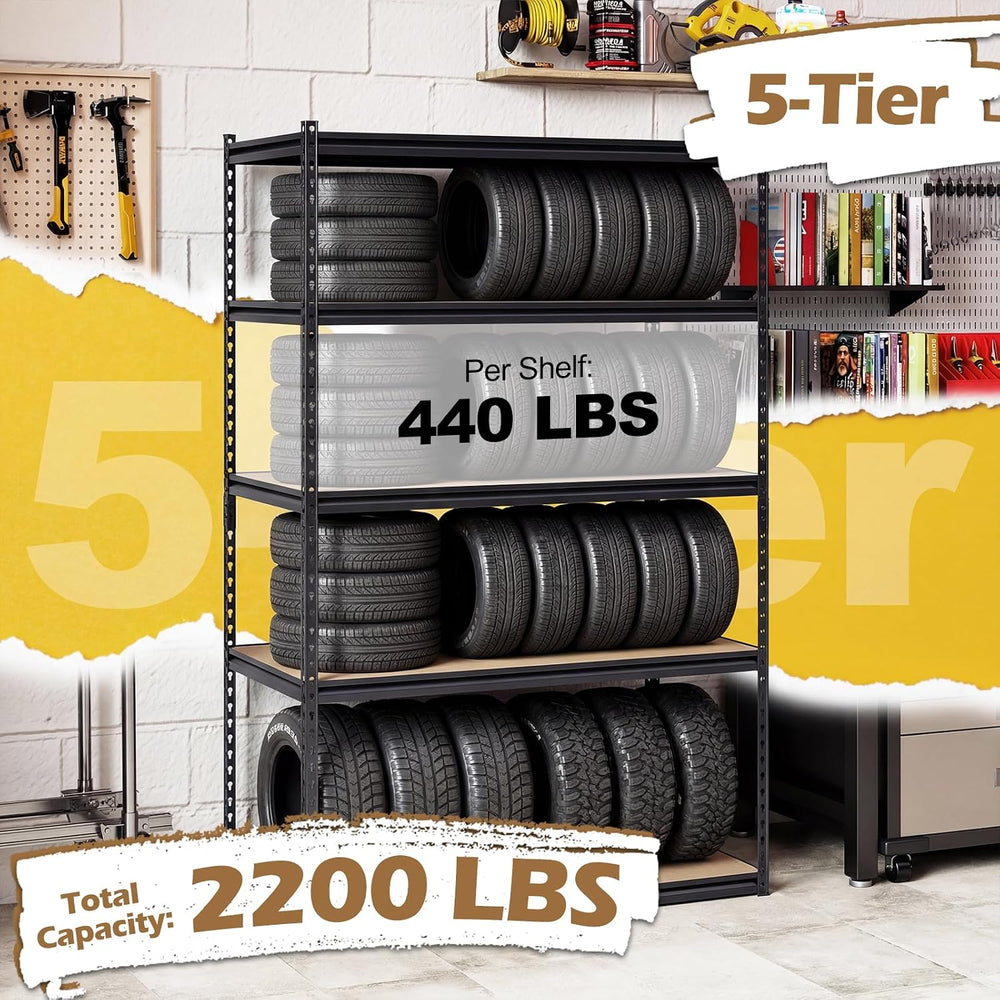GIANTEX 5-Tier Metal Storage Shelves, Heavy Duty Garage Shelving Units w/Adju...