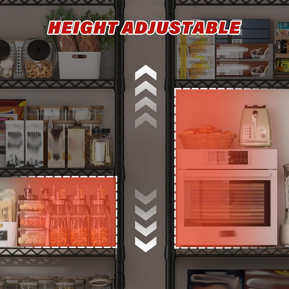 REIBII 6-Tier Wire Shelving Units with Wheels — 60" W Extra-Wide Heavy D...