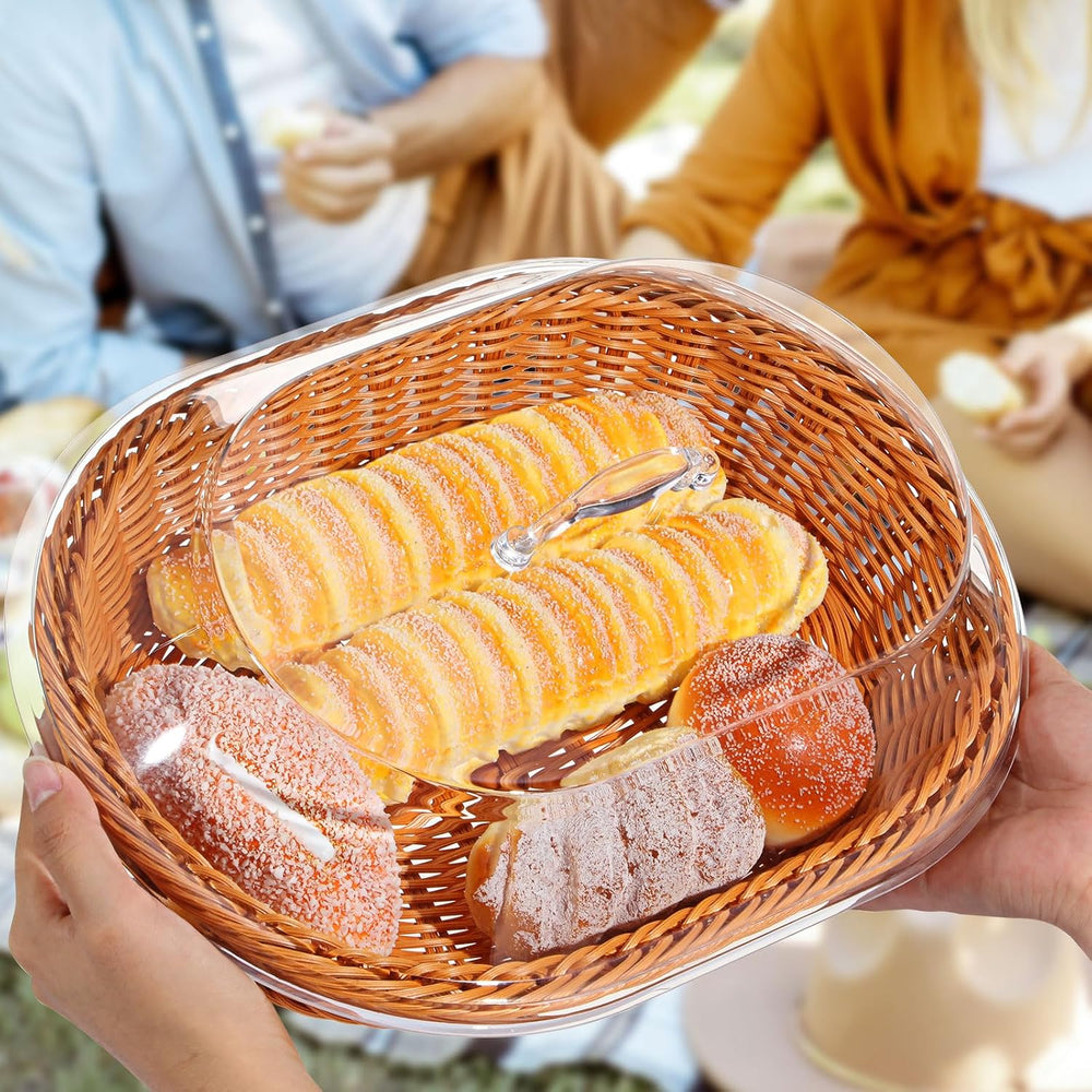 Hushee 2 Set Bread Basket with Lid,13.78 x 9.84 Inch, 15.75 x 11.81 Inch