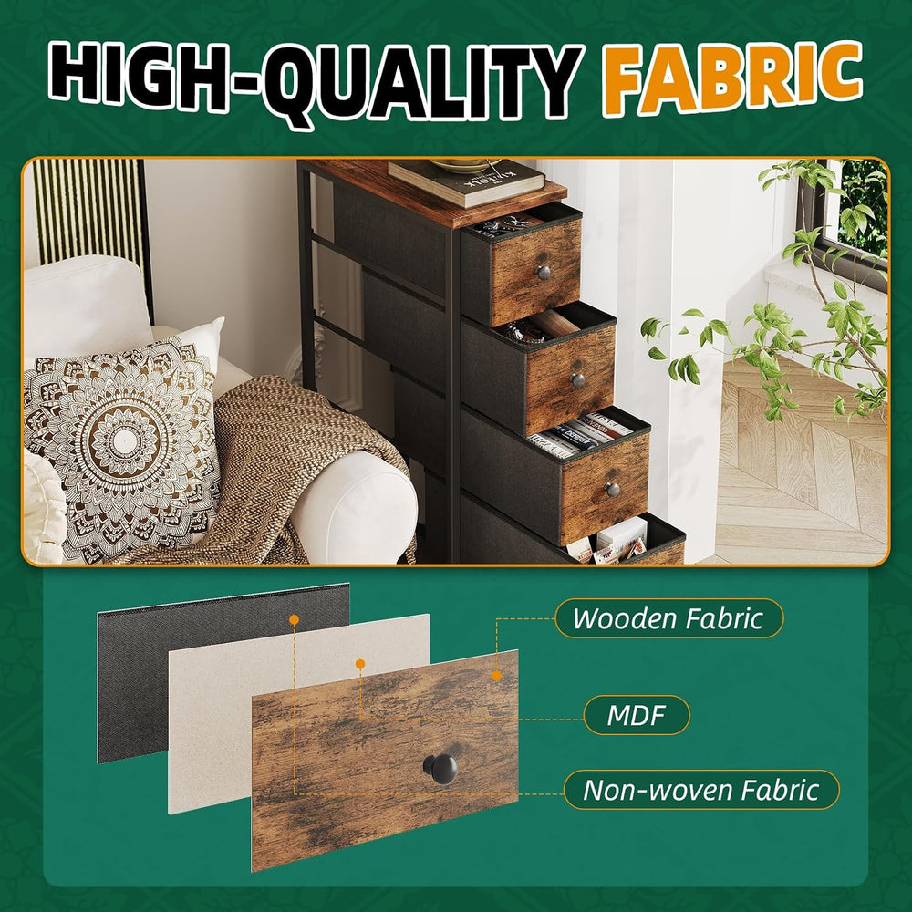 COTUBLR Narrow Dresser, 19" Wide Narrow Nightstand Dresser Storage Tower...