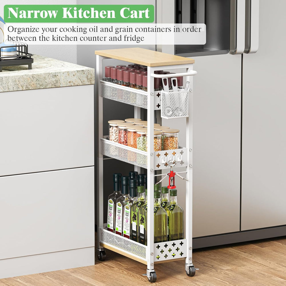 4 Tier Slim Rolling Cart Bathroom Organizer and Storage with Wheels