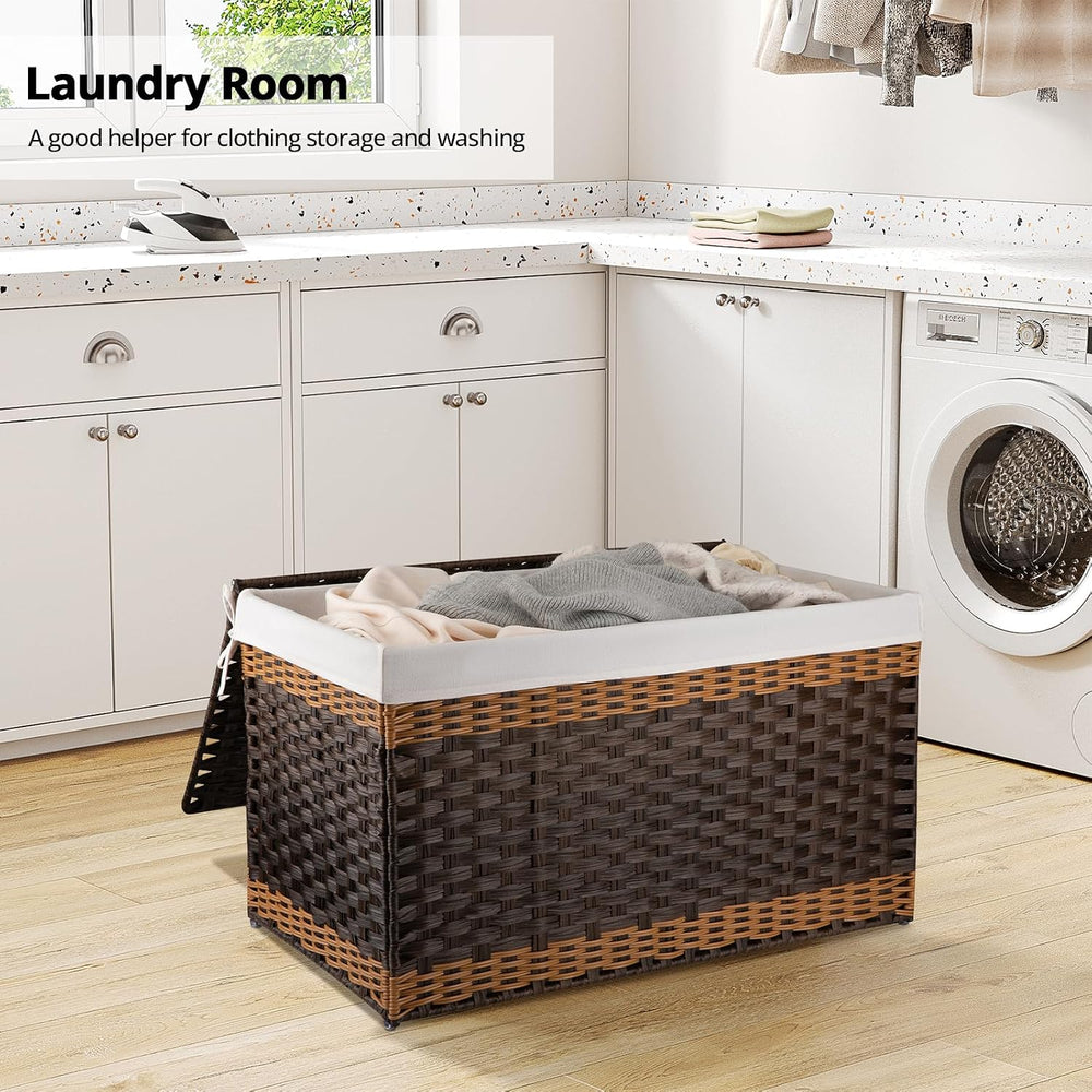 OIAHOMY Storage Basket with Lid, 42.3 Gallon (160L) Blanket Basket with Remov...