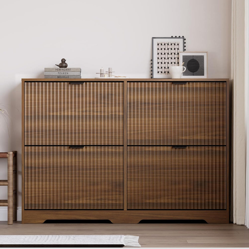 BORNOON Large Shoe Cabinet for Entryway, Shoe Rack Cabinet with 4 Flip Drawer...