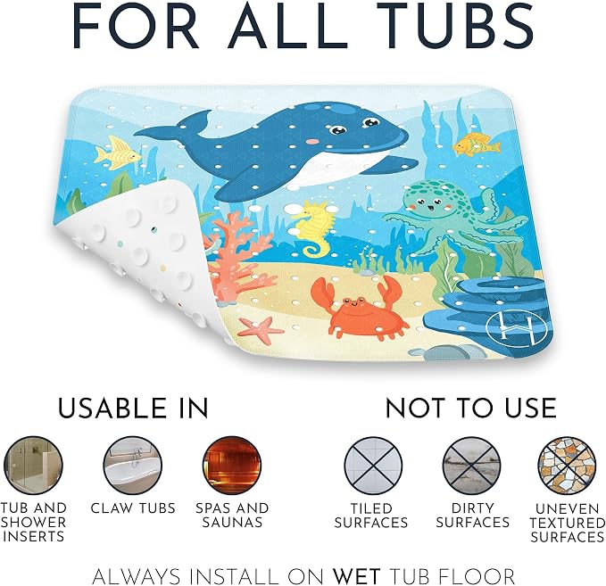 Homerella Anti Slip Shower Mat | Anti Mold Non Slip Bathtub Mat - Image 7