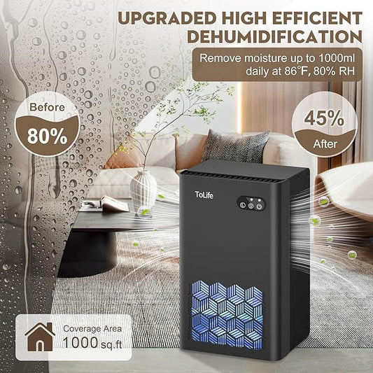 ToLife Dehumidifier for Home, 1000 sq.ft Dehumidifiers for Basement Bedroom - Image 2
