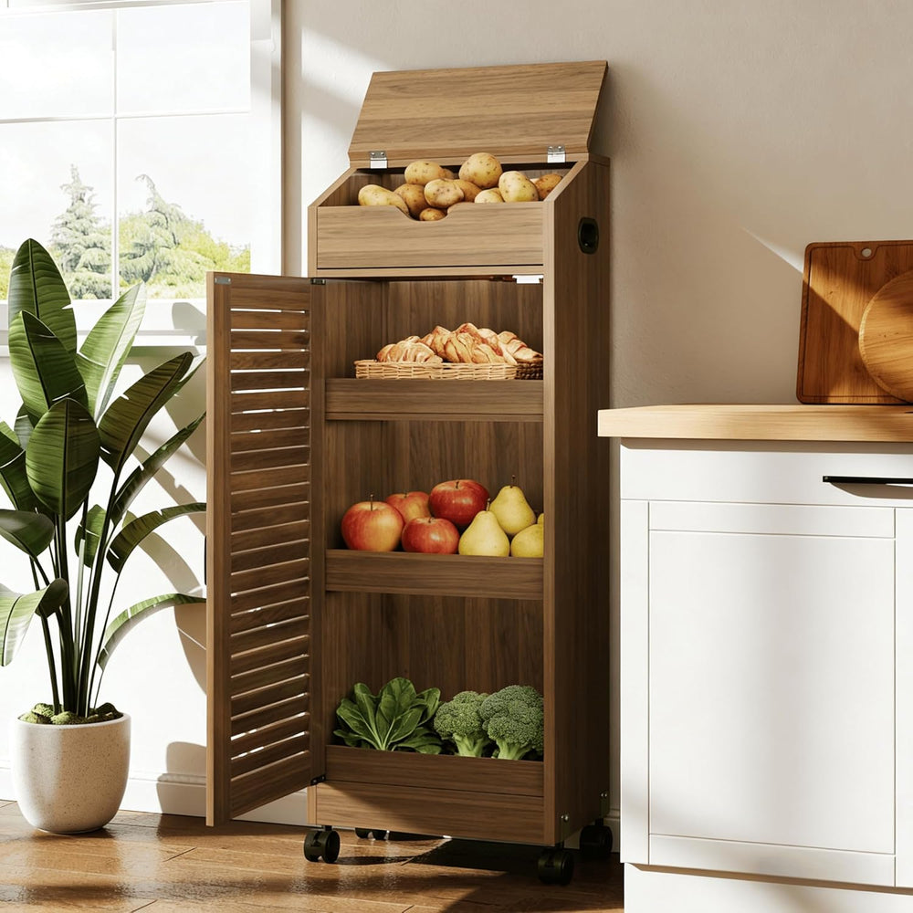 4-Tier Potato Storage Bin, Movable Potato and Onion Storage Bin for Pantry