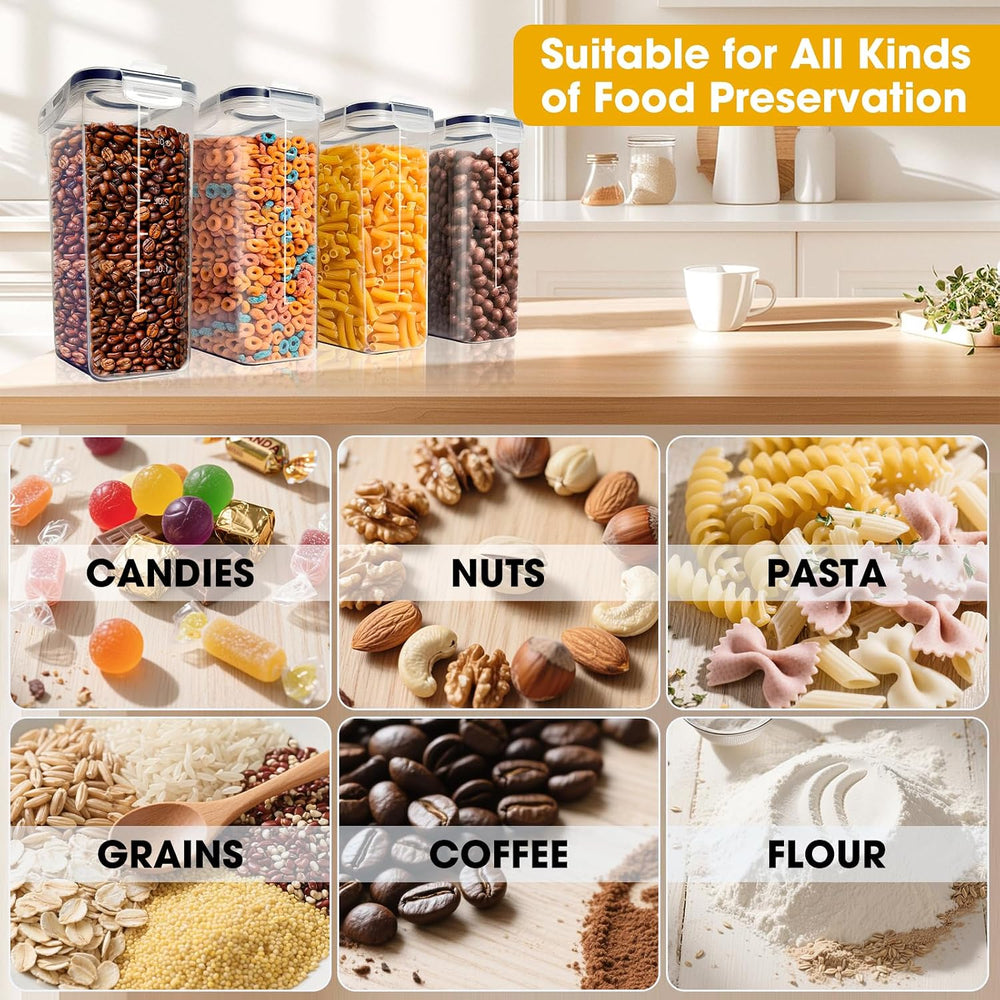Airtight Food Containers, 4L Kitchen Storage Box, Pack of 4, Sealed Plastic F...