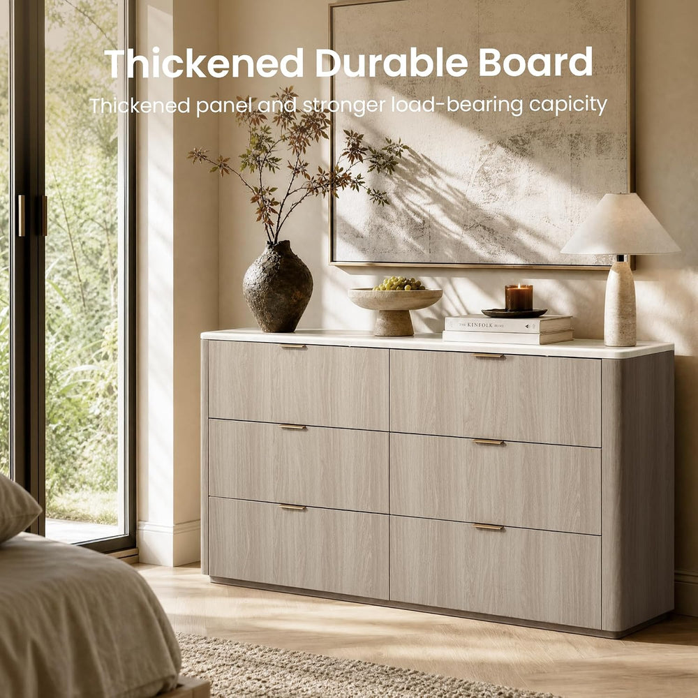 ModernMate 6 Drawer Dresser for Bedroom, 54" Clothes Dresser with Smooth...