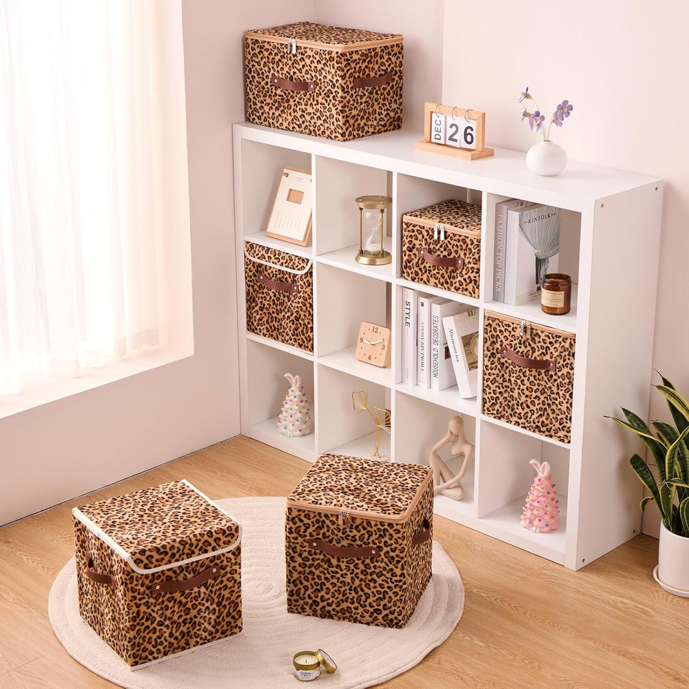 4PCS Storage Cubes with Lids 11 Inch Decorative Cute Bins Boxes