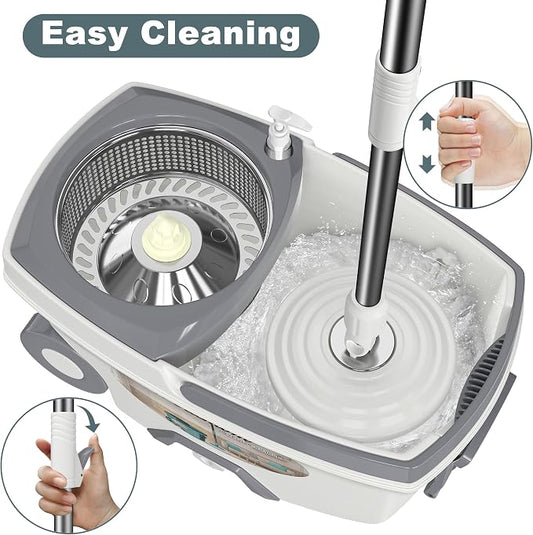 Mop and Bucket with Wringer Set, Spin Mop and Bucket System, Mops - Image 2