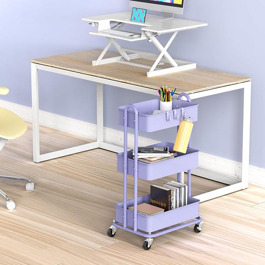 Simple Houseware 3-Tier Heavy Duty Metal Utility Rolling Cart - Image 2