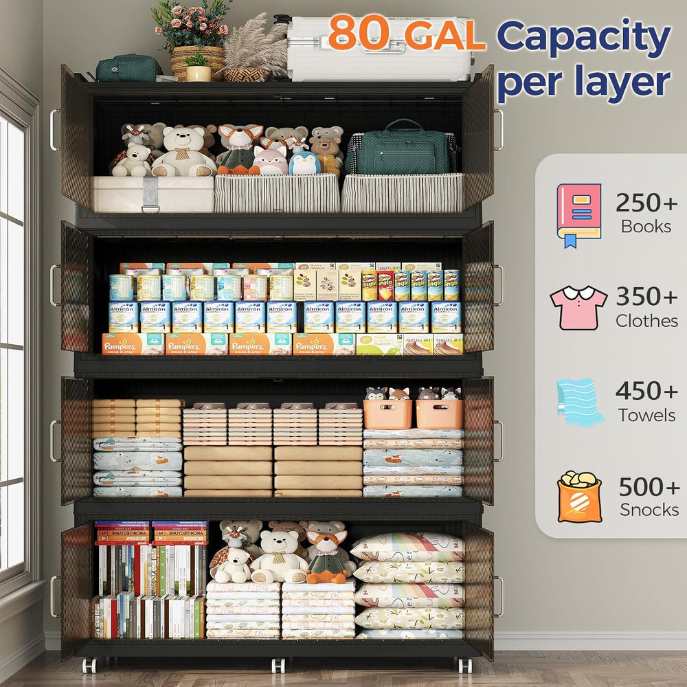 1280QT Storage Bins with Lid Extra Large Stackable Closet Organizer Plastic C...