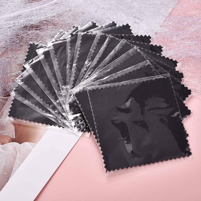 SEVENWELL 50pcs Jewelry Cleaning Cloth Black Polishing Cloth - Image 5
