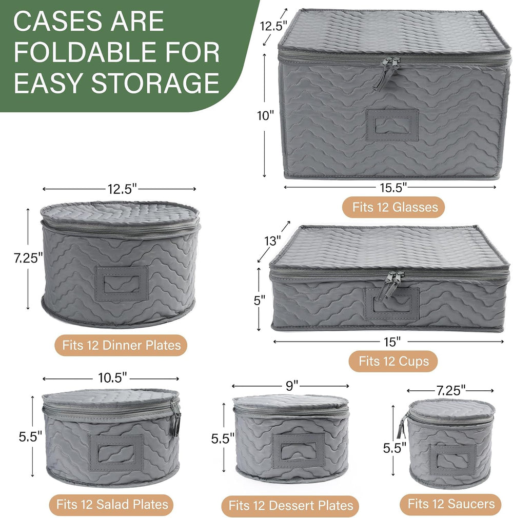LotFancy China Storage Containers - Quilted 6-Piece Set Storage Box- Stores C...