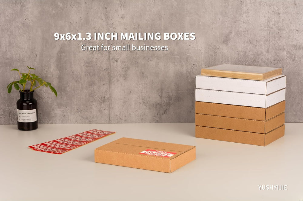 50 Pack 9x6x1.3 inch Small Shipping Boxes for DVD, Book Mailers