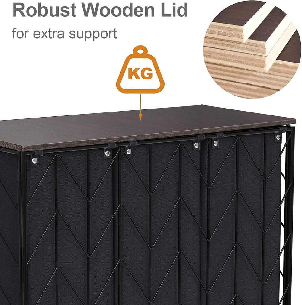 WOWLIVE Laundry Hamper 3 Section with Lid, 142L Laundry Basket with Wheels