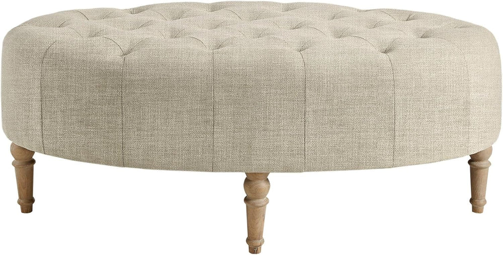 Martha Stewart Clara Coffee Table - Solid Wood Frame, Soft Fabric, Button Tuf...