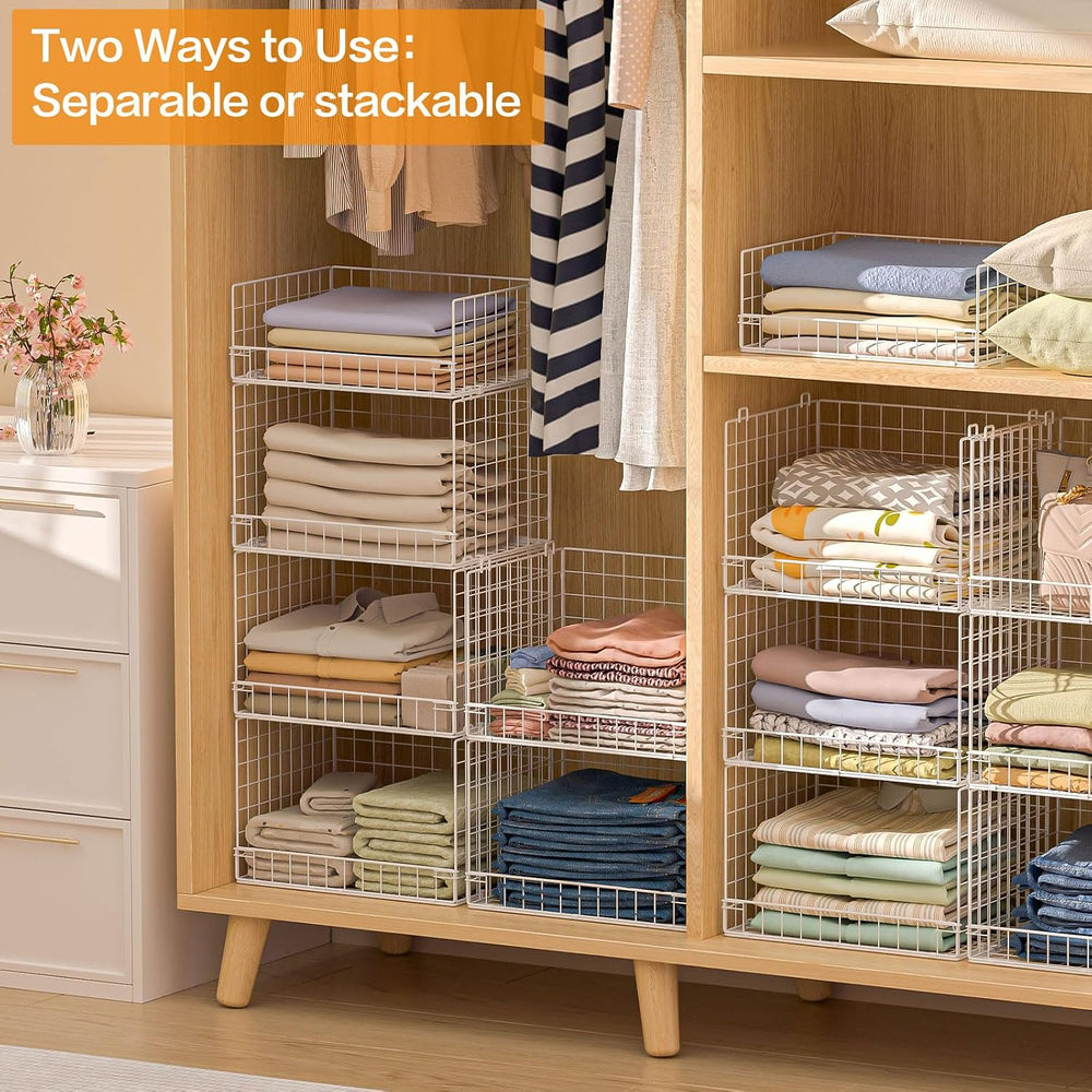 4 Tier Stackable Closet Organizers and Storage Shelves, Foldable Closet Shelf...
