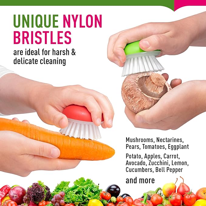 Vegetable Brush Scrubber for Food – 2Pcs Set Fruit and Veggie Brush – Silicone - Image 8