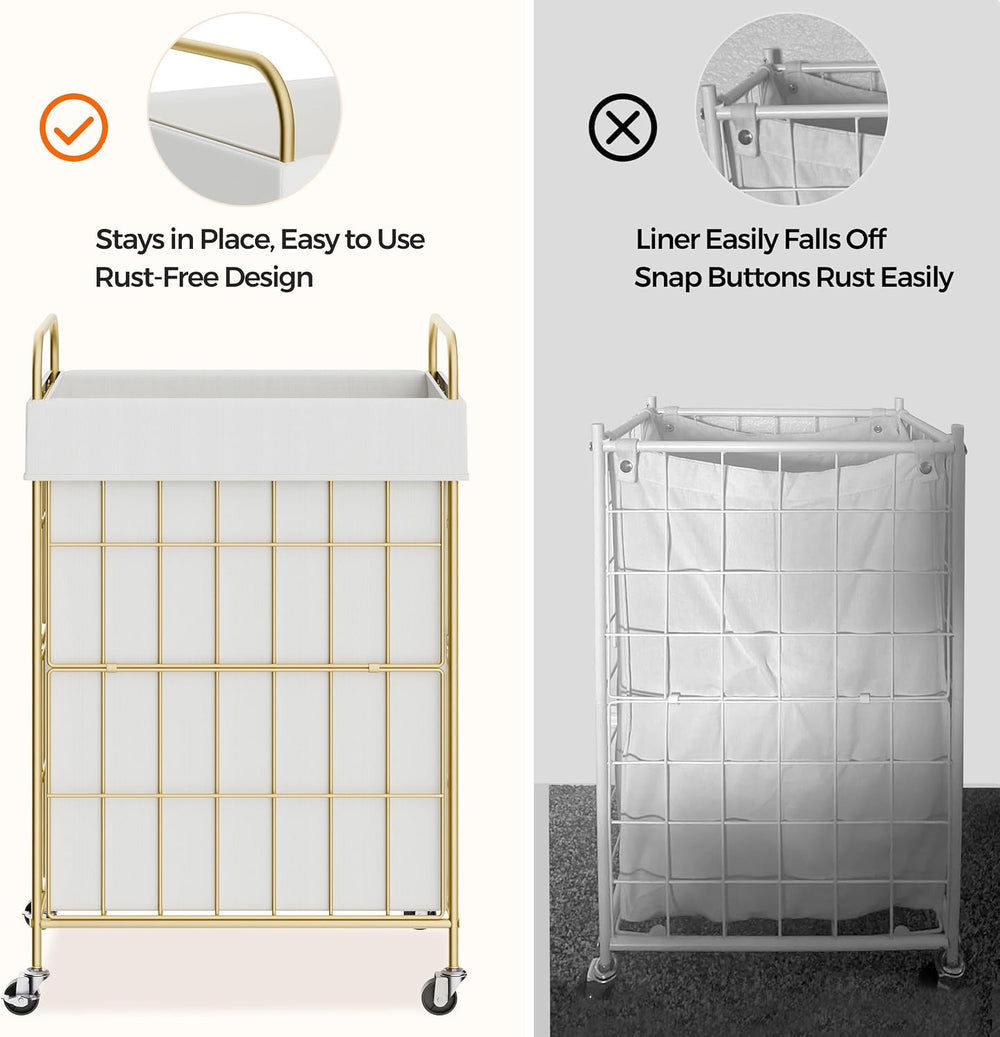 90L Laundry Hamper with Wheels, Laundry Basket with Handle and Liner Bag