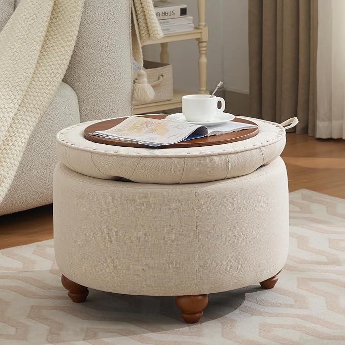 24Inch Round Storage Ottoman - Image 7