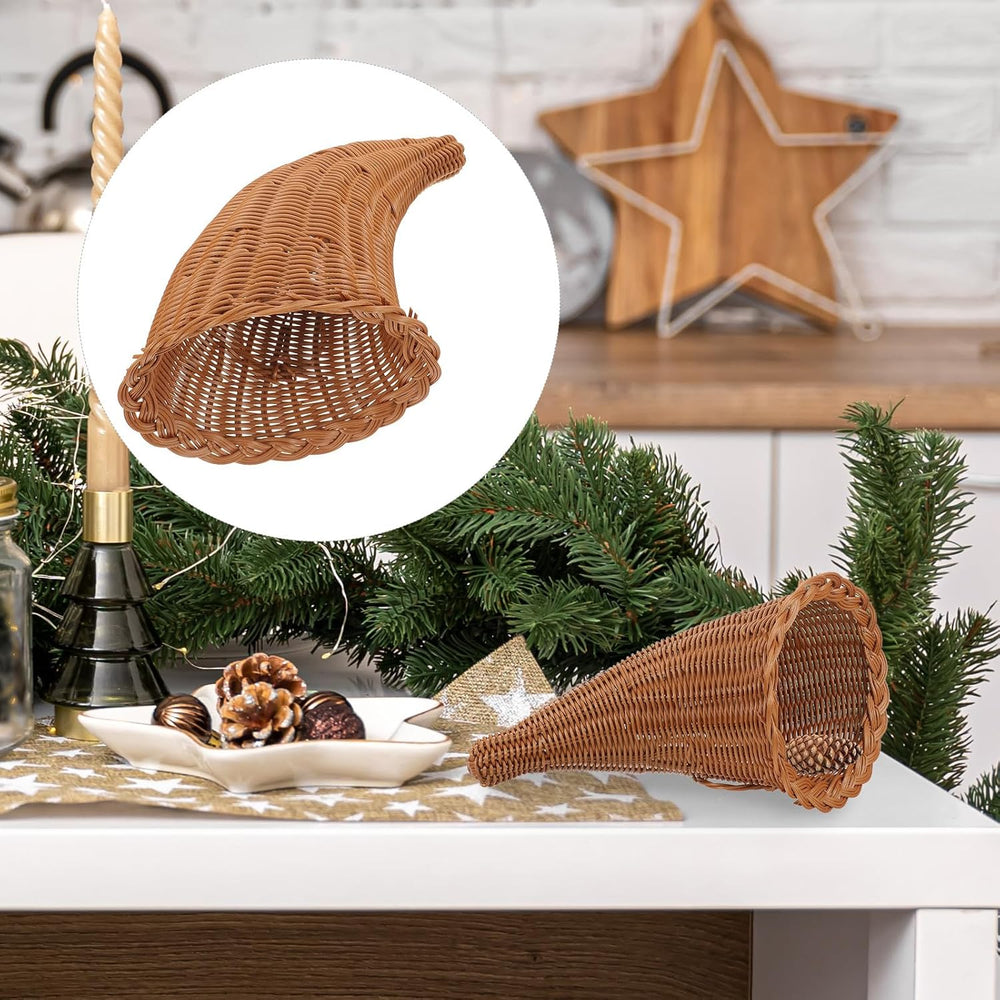 jojofuny Fall Cornucopia Basket: Thanksgiving Horn of Plenty for Harvest Autu...