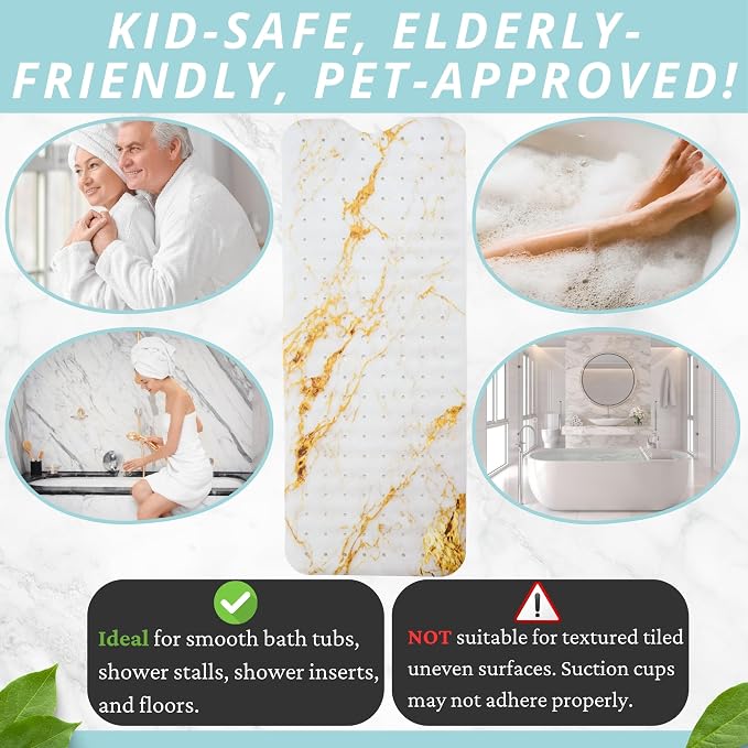 ENKOSI Bath Mat – Large 40 x 16 Inch Non-Slip Bathtub Mat - Image 6