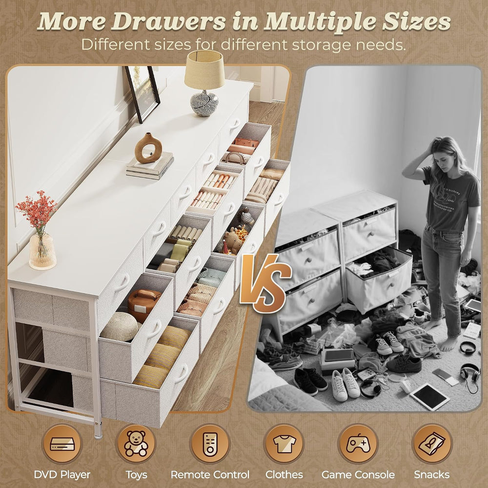 Huuger 70 Inch Long Dresser for Bedroom, TV Stand for 65, 75, 80 Inch TV