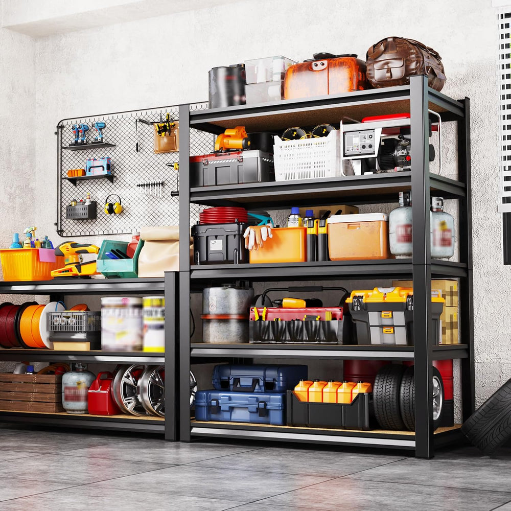 5-Tier Garage Shelving Heavy Duty Storage Shelves, Adjustable Shelving Unit, ...