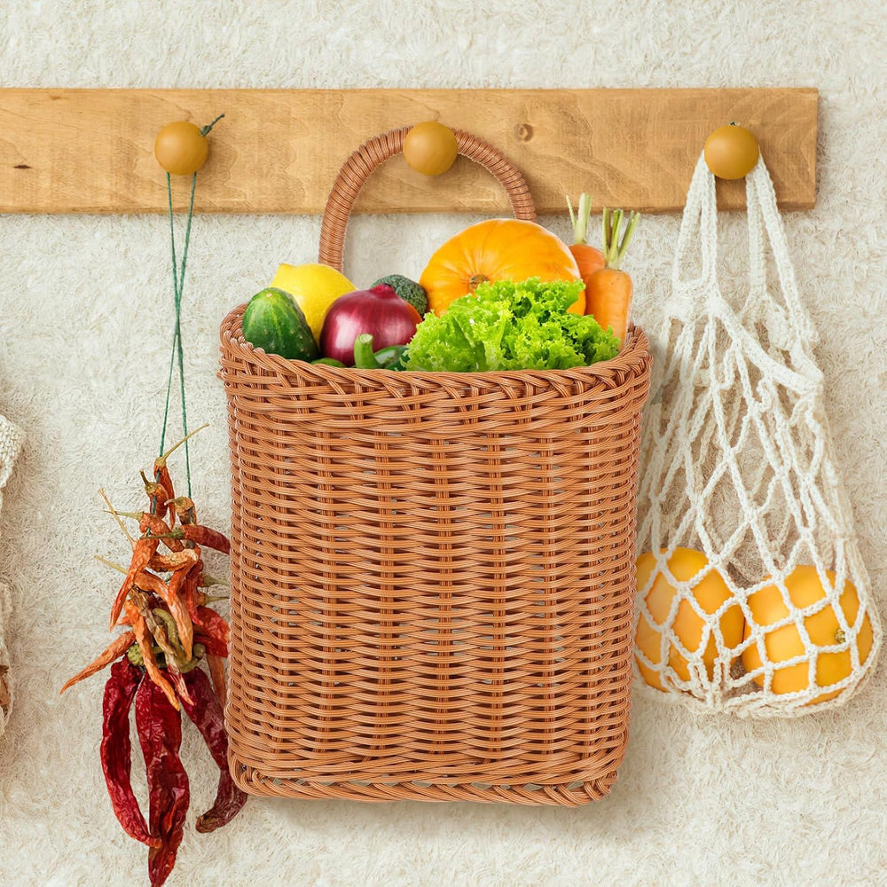 Handmade Woven Wall Hanging Basket 13X6X13 Inch Multifunctional Storage Conta...