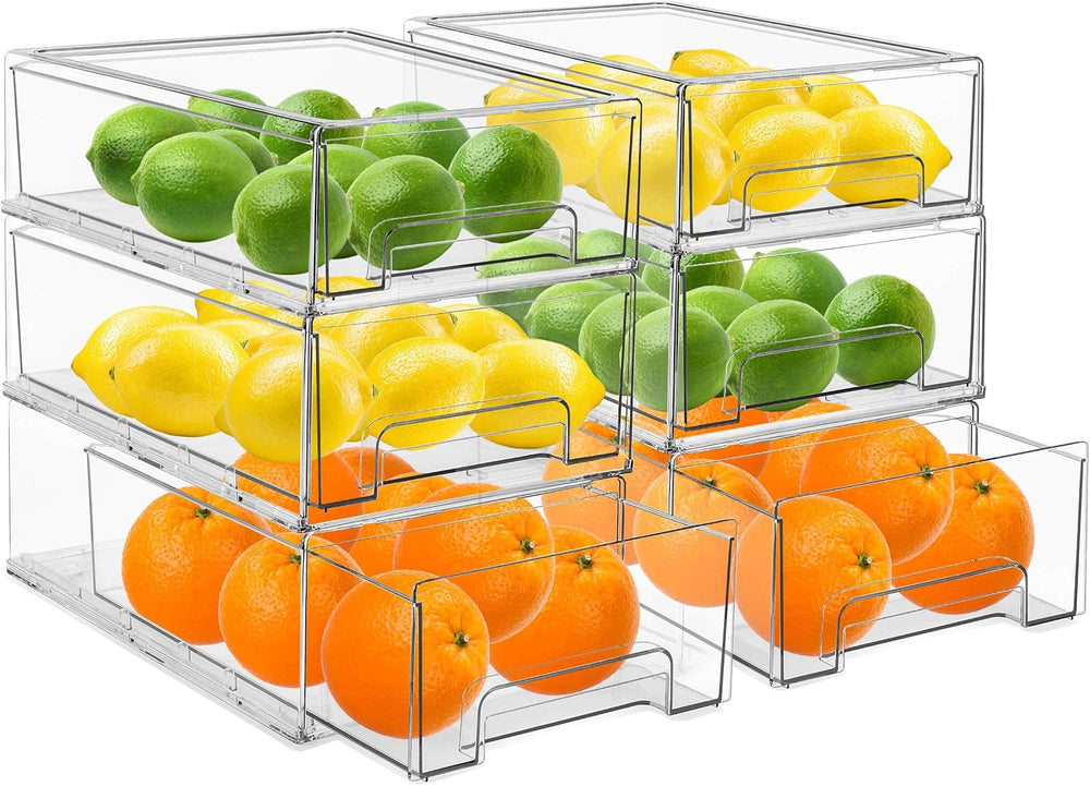 Sorbus Clear Stackable Storage Drawers for Refrigerator (Medium, 6 Pack)