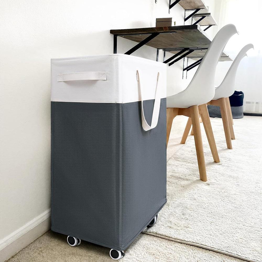 Goodpick 2-Pack Rolling Laundry Basket with Wash Bag, Hamper for Dorm, 75L