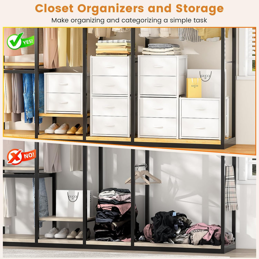 DAOUTIME 3-Pack Stackable Storage Drawers (6 Drawers Total), White Closet Org...