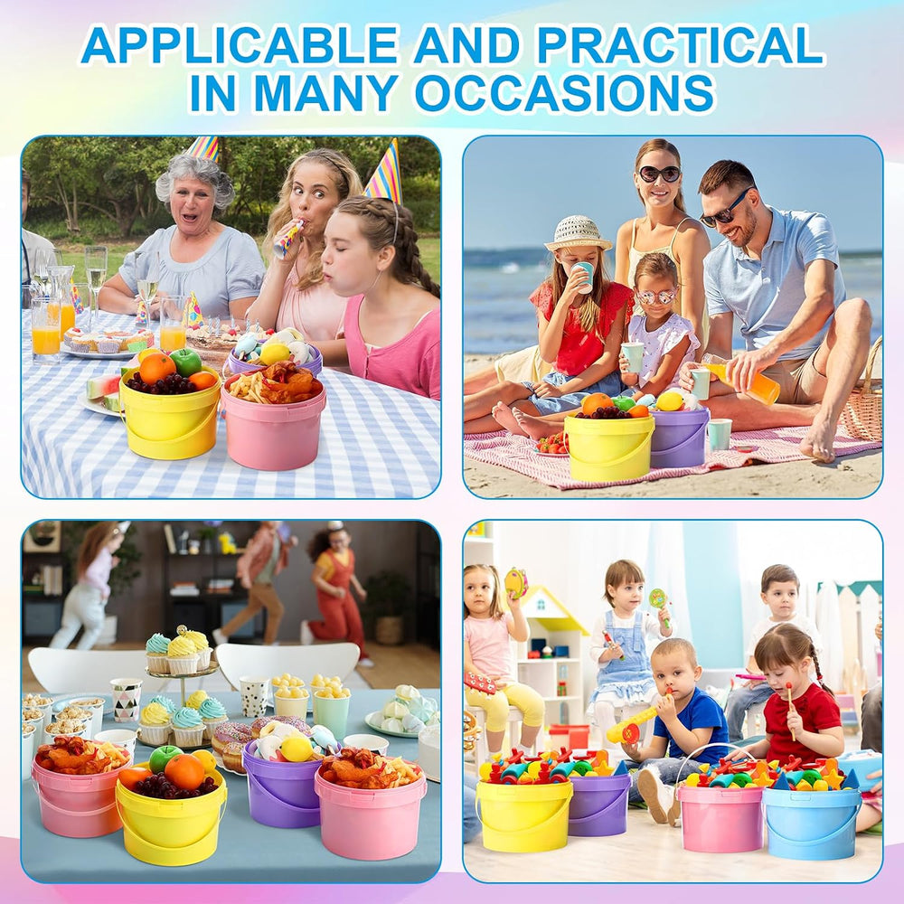 Blushtier 8 Pack 1 Gallon Plastic Bucket with Lids and Handles Food Grade Ice...