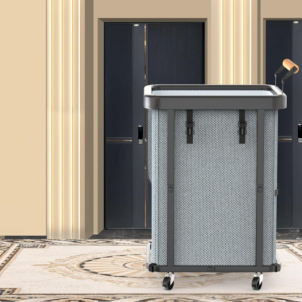 150L Laundry Basket with Wheels,Rolling Basket Hamper with Lid&Handle Gray