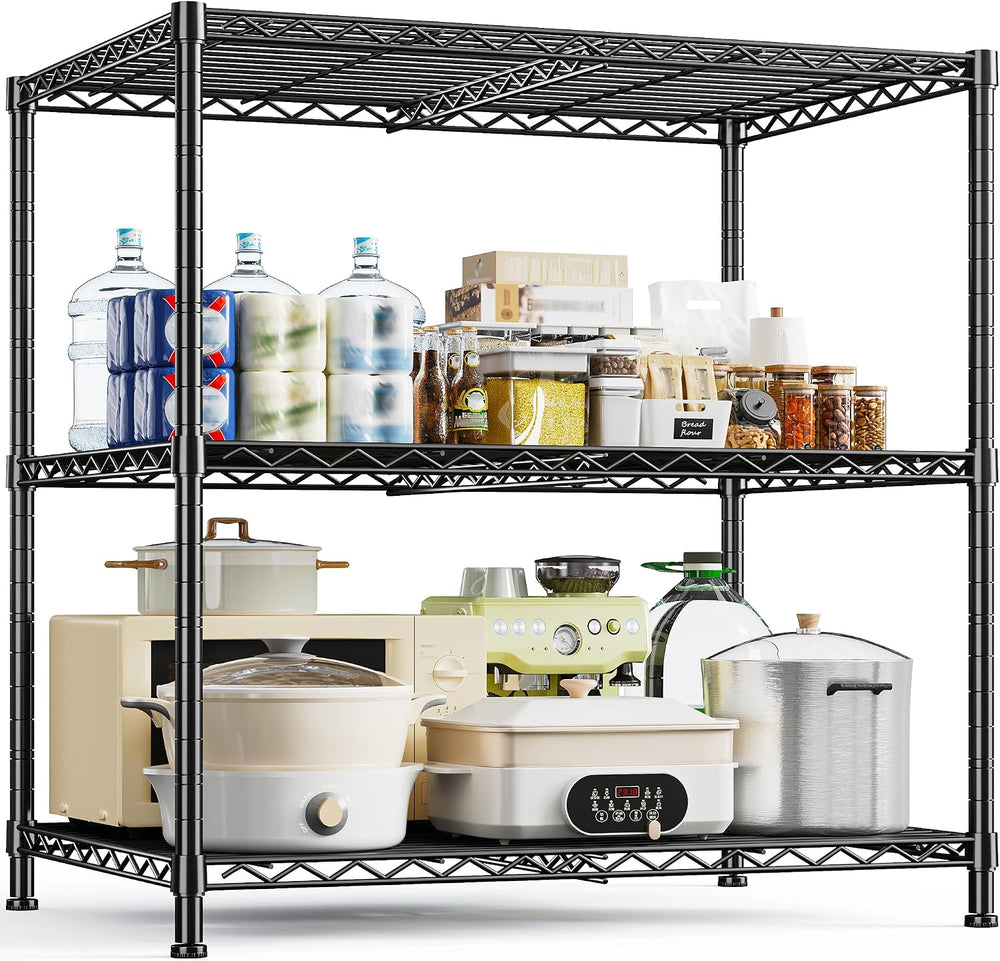 DurayLoly Adjustable 3-Tier Heavy Duty Metal Shelving, Wire Storage Rack