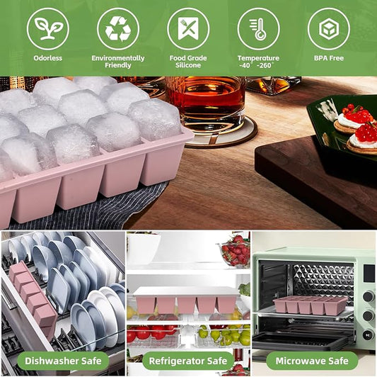 Silicone Ice Cube Tray, 2 Pack Easy-Release Stackable Ice Trays - Image 2