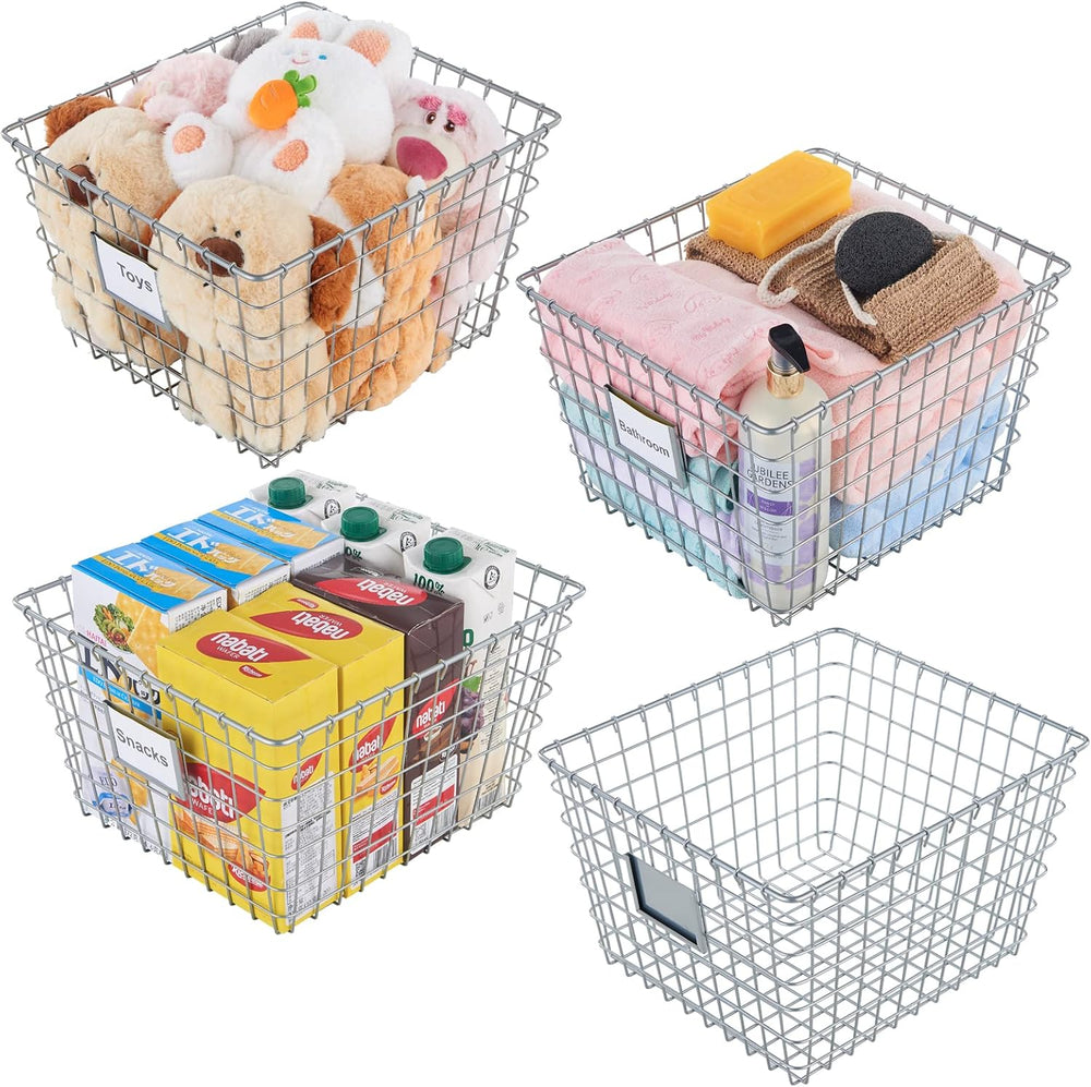 JUNCHU CHERRY 【Extra Large】 Wire Handmade Basket 4 Packs, Kitchen Bathroom St...