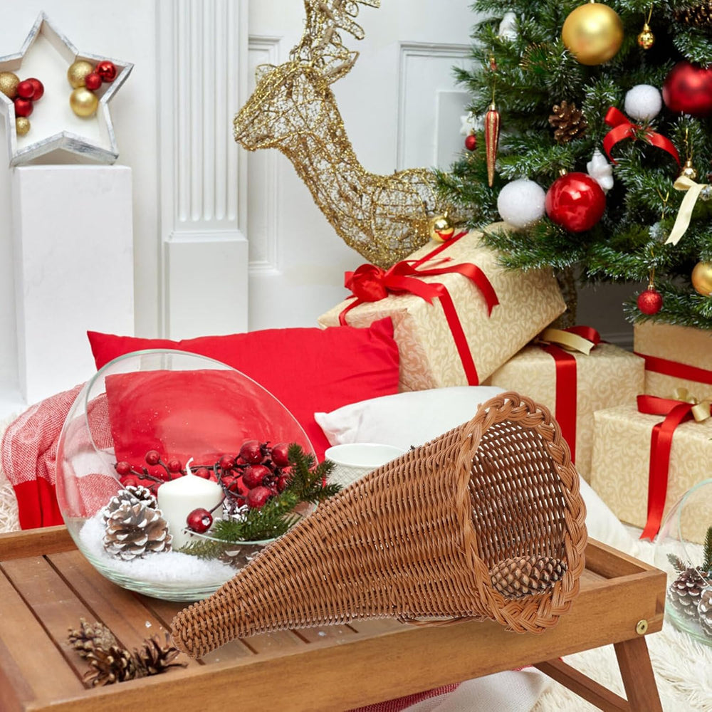 jojofuny Fall Cornucopia Basket: Thanksgiving Horn of Plenty for Harvest Autu...