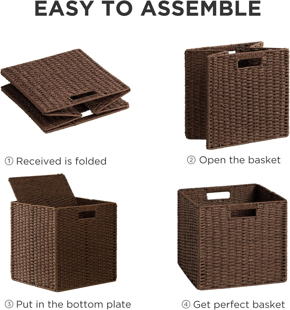 UBBCARE 3 Pack Wicker Basket, 11L×11H×10.5W inch Woven Paper Rope Storage Bas...