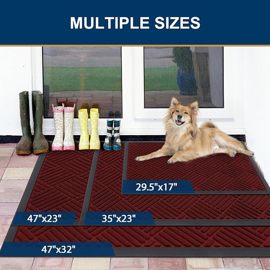 Smiry Front Door Mat Outside Entrance, Heavy Duty Outdoor Indoor Mat, Natural - Image 2