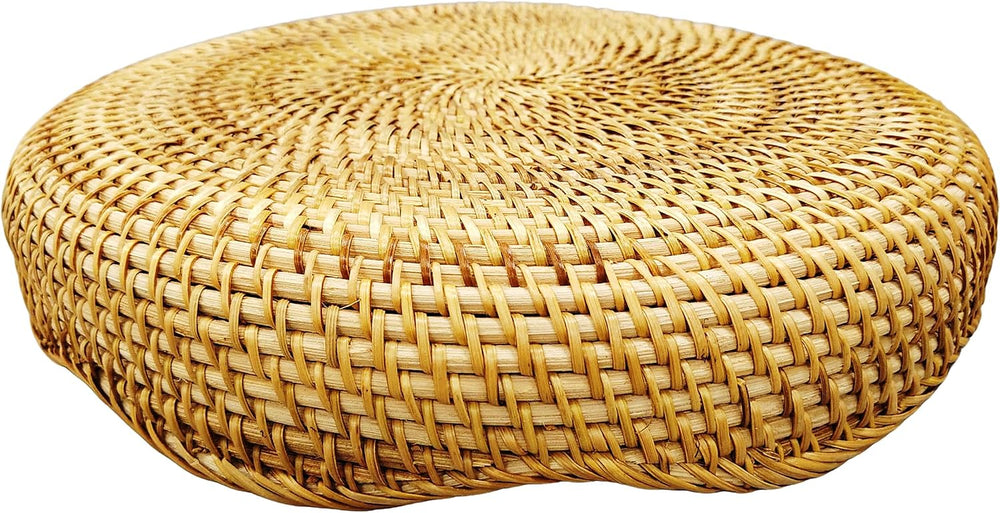 Large 16" Handwoven Rattan Serving Tray & Fruit Basket, Natural Wick...
